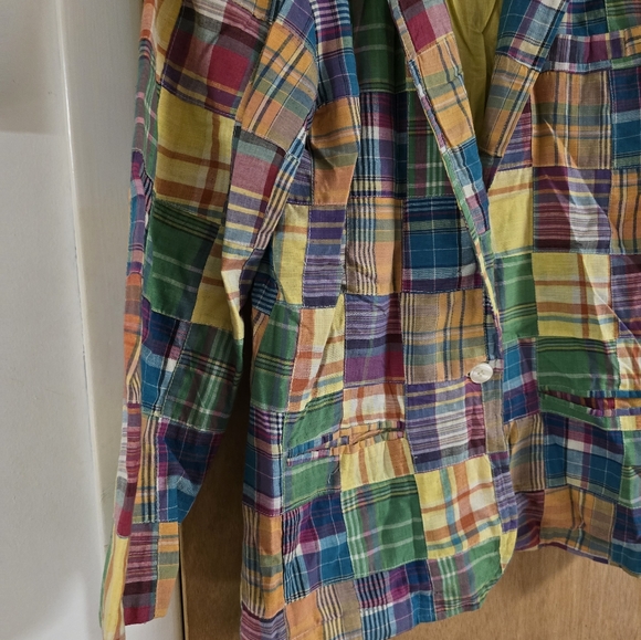 Vintage patchwork jacket, women's size large with shoulder pads. - Picture 4 of 10